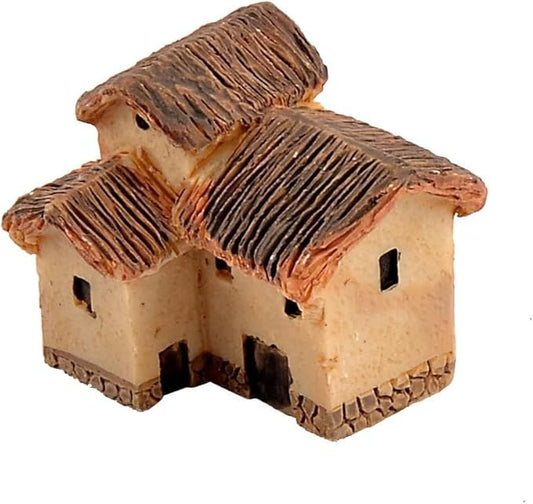 Fairy Garden Mini House Accessories, Miniature Village Hut Figurine Cottage, DIY Micro Landscape Decor Ornaments for Bonsai, Succulent Planting (C)