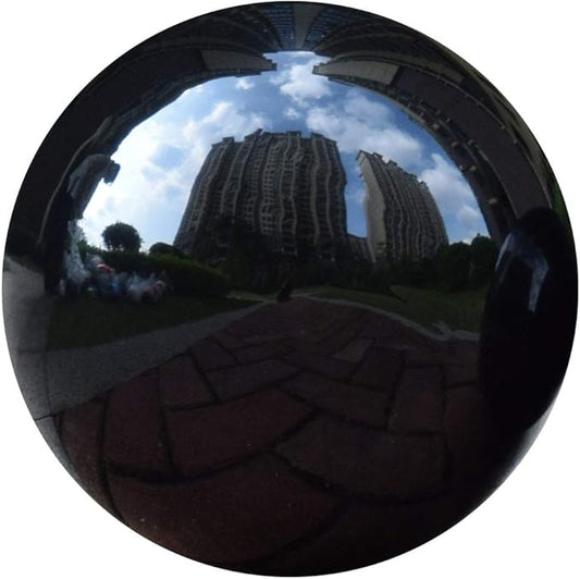14 inch Diameter Black Gazing Ball,Black Stainless Steel Polished Reflective Smooth Garden Sphere Globe Mirror,Colorful and Shiny Addition to Any Garden or Home