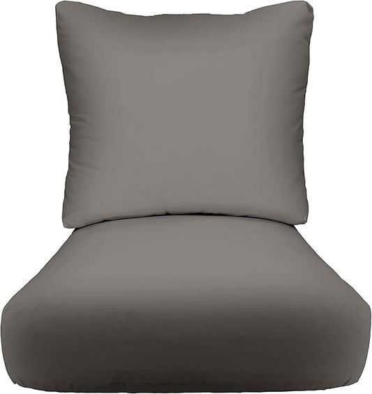 RSH DECOR Deep Seating Cushion with Pillow Back | 23” x 25” x 5" Seat | Water and Fade-Resistant Spun Fabric | Made in USA | Outdoor Chair Cushion Set for Patio Furniture (Charcoal Grey)