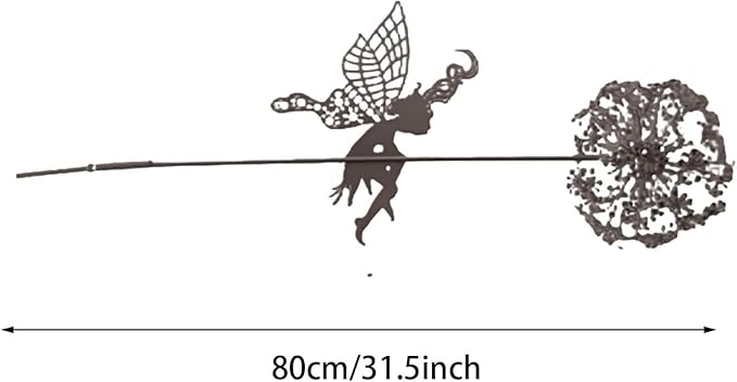 Flower Fairy Dancing with Dandelion, Art Sculpture Fairies for Fairy Garden, Angel Metal Ornaments Gardens Art Sculpture, Outdoor Decorations for The Courtyard, Christmas and Halloween Lawn (F)