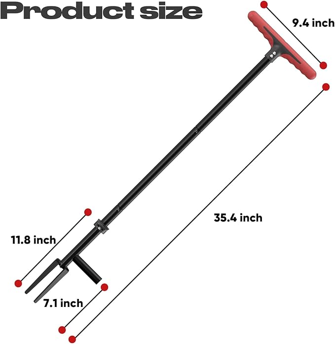 FLORA GUARD Weed Pulling Tool Stand-Up Weeder Tool with Long Handle Lawn, Yard, Garden, Dandelion Picker, Weed Remover (red)