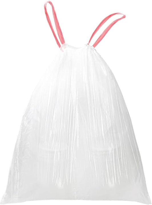 13 Gallon Trash Bags Drawstring, Pack of 28 Garbage Bags for Kitchen and Home Use, 63x70cm Size, 12g/pcs, Unscented, White
