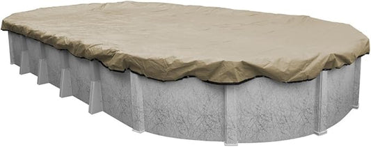 Robelle 15 x 30 ft Premium Tan Winter Oval Pool Cover for Above Ground Pools, 4 ft Overlap (19 x 34 ft Cover Size), Solid 14 x 14 Scrim, 5.2 oz/yd2, 20-Year Warranty, Style: 311530-4