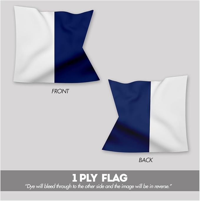 AGAS Alpha Code A Marine Signal 3x3 Ft - Printed 200D Nylon - Canvas Header - Brass Grommets - Colorfast & Stitched Edges - Nautical Boat Flag - Naval Code Signal Flag.