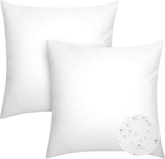 Pack of 2 22x22 Outdoor Pillow Inserts, Water Resistant Throw Pillow Inserts, Cushion Inner Pads for Patio, Furniture, Sofa, Bed, Living Room, Garden Decorative Waterproof Pillow Inserts