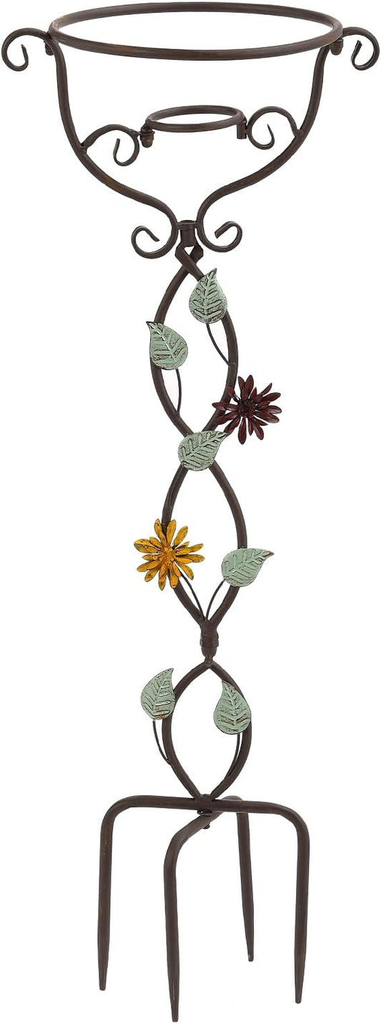 Gazing Globe Stand with 4 Prongs Base, 31.5" Garden Gazing Ball Stands for 10-12 Inches Gazing Globe Balls, Metal Vines Glass Ball Display Stand Holder for Outdoor Garden Yard Lawn, Vintage