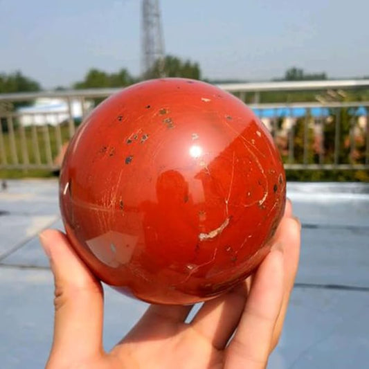 5-6CM/1.97-2.36inch Magical Natural Red Jasper Stone Ball Quartz Crystal Mineral Reiki Treatment Home Office Degaussing Decoration Collection Gem(Red Jasper, 50-60mm)
