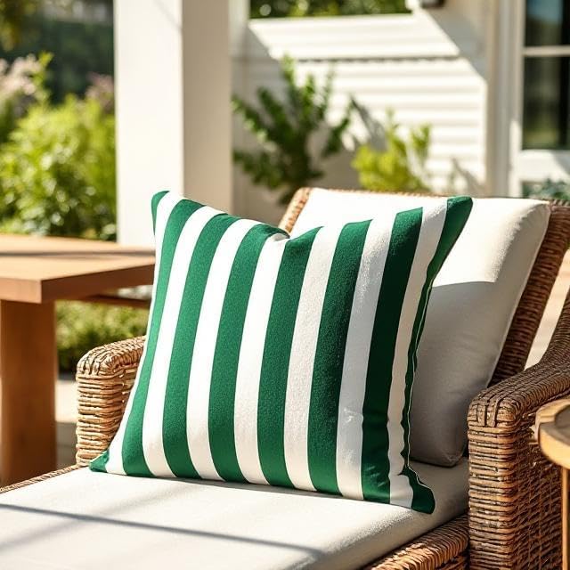 RSH DECOR: Sunbrella Square Throw Pillows Set of 4 | 20" x 20" | Water and Fade-Resistant Performance Fabric | Outdoor Pillow Covers with Down-Alternative Inserts | Mason Forest Green