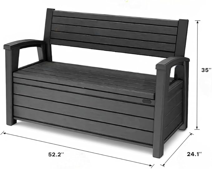 60 Gallon Plastic Resin Weather Resistant Outdoor Backyard Patio Storage Deck Box (Graphite Gray)