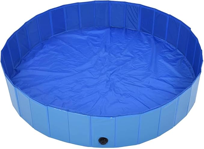 Foldable Dog Swimming Pool, Foldable Pet Swimming Pool, Portable Dog Pool, Bath Pool Collapsible Dog Pet Pool Bathing Tub, 63"x11.8" PVC Blue
