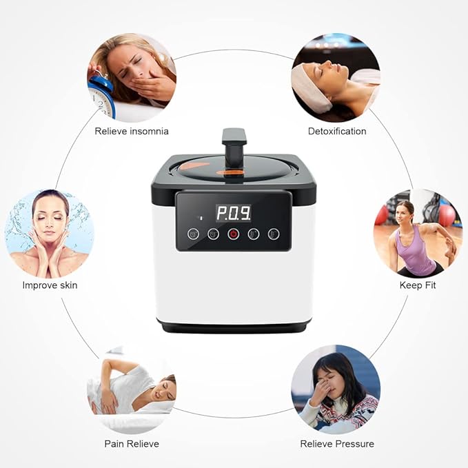 Smartmak Sauna Steamer Pot 2.6 L, Portable Steam Generator Set with Time & Tempreture Remote Control, 1000W Spa Machine with Herbal Box for Body Detox 110V US Plug