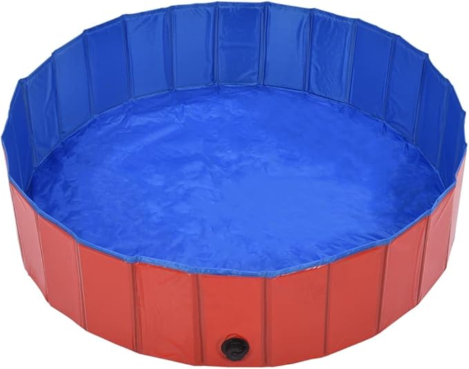 Foldable Dog Swimming Pool, Foldable Pet Swimming Pool, Portable Dog Pool, Bath Pool Collapsible Dog Pet Pool Bathing Tub, 47.2"x11.8" PVC Red