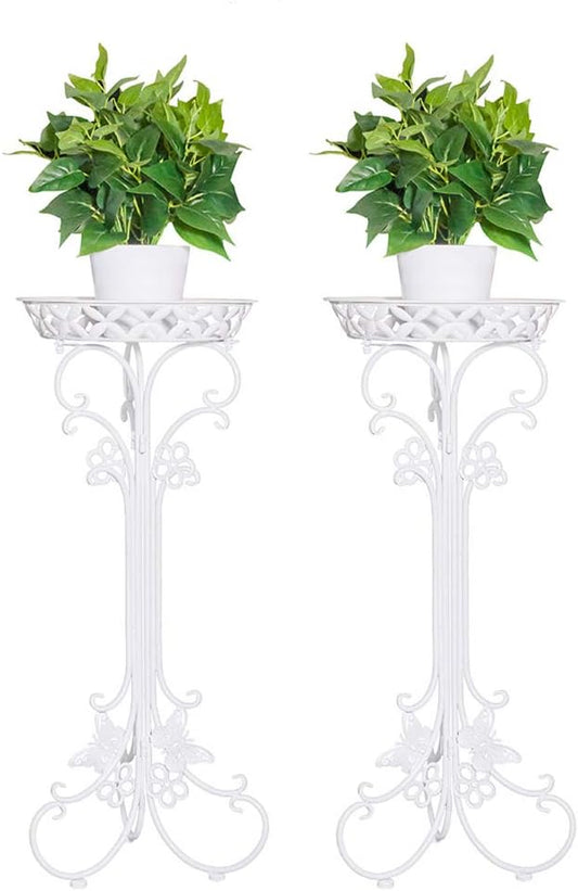 2 Pack Metal Potted Plant Stand Tall Flower Pot Stands Potted Holder Indoor Outdoor Decorative Plant Display Rack for Garden