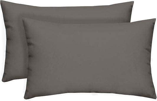 RSH Décor - Jumbo Lumbar Pillow Covers – Set of 2 | 26" x 16" | Outdoor Use – Patio, Lounge, Adirondack, Deck | Water & Fade-Resistant | Includes Down-Alternative Inserts | Charcoal Grey (Gray)