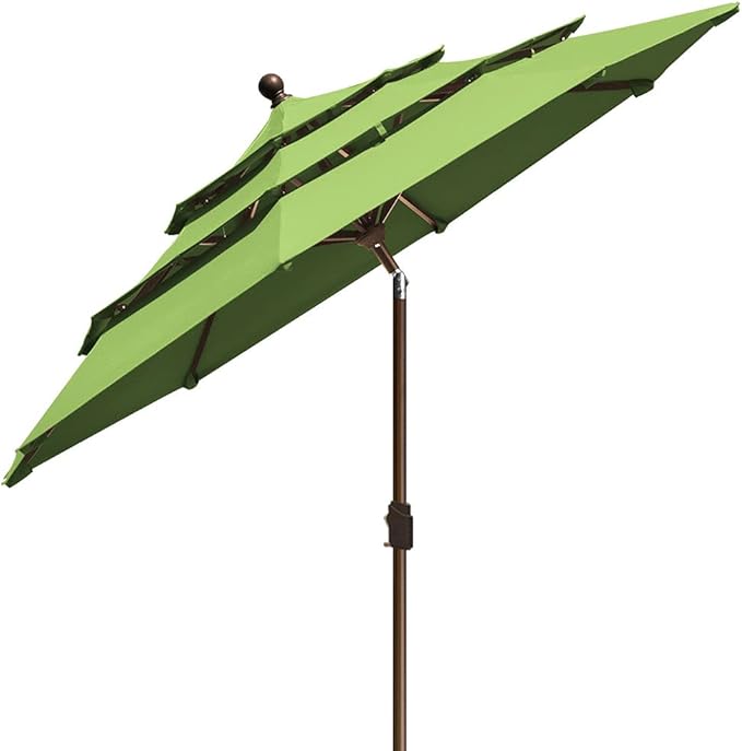 EliteShade USA 10-Year-Non-Fading 9Ft 3 Tiers Market Umbrella Patio Umbrella Outdoor Table Umbrella with Ventilation, Macaw Green