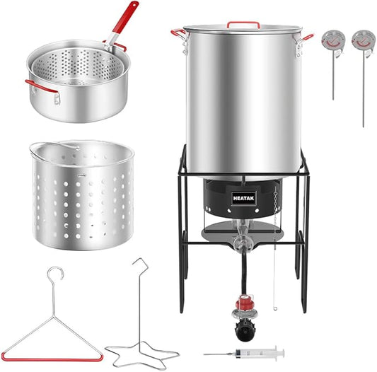 30 Qt Turkey Fryer & 10 Qt Fish Fryer Combo Kit with CSA Approved 50,000BTU Burner with 10PSI Regulator
