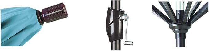 California Umbrella GSPT908302-5446 9' Round Aluminum Market, Crank Lift, Push Button Tilt, Black Pole, Sunbrella Forest Green Patio Umbrella, 9-Feet