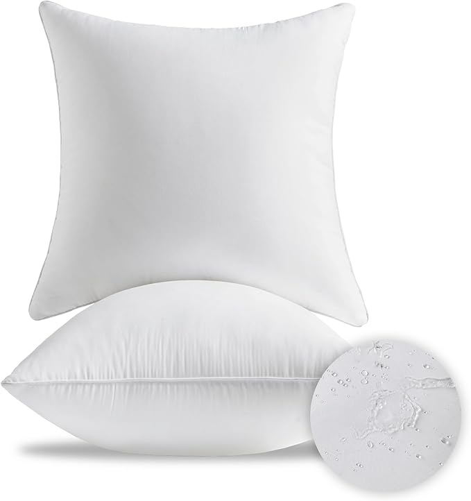 22 x 22 Outdoor Pillow Inserts Set of 2 Waterproof Square Support White Decorative Throw Pillow Inserts for Couch Sofa Beds Large Patio Furniture Cushions