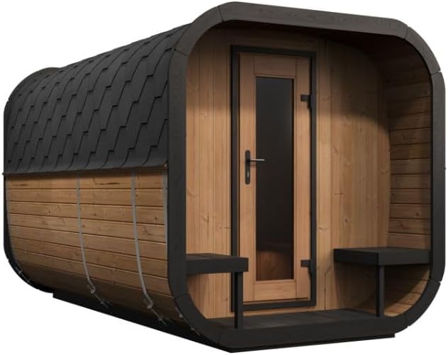 Model CL12GCP, Cube-Series Outdoor Home Sauna Suite Kit, Up to 8 Persons (Sauna Heater and Sauna Stones Included) (Drop 9 WiFi - Gold)