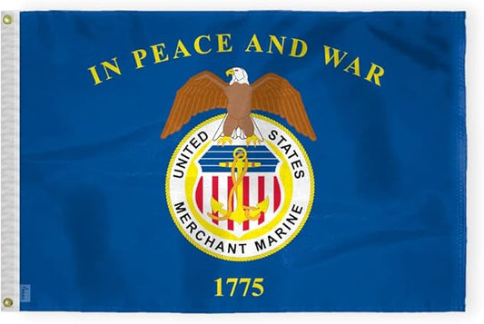 AGAS United States Merchant Marines Flag 2x3 Ft - Printed 200D Nylon Canvas Header Two Brass Grommets US Merchant Marines USMM Flag