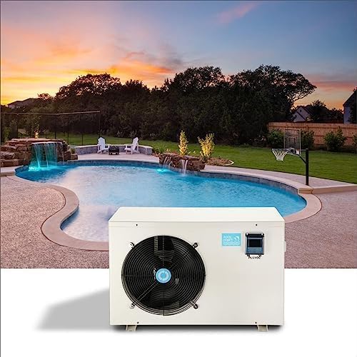 Swimming Pool Heat Pump, Pool Heater for In-Ground and Above Ground Pools, Max Output 37960BTU, Electric Heater Pump for Pools, Inverter Heating System, 208~230V/60Hz
