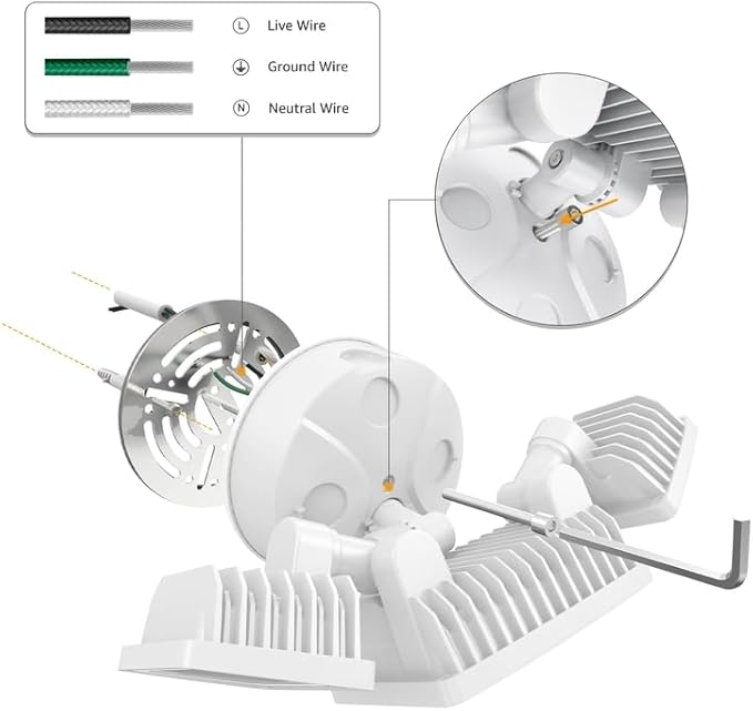 Onforu 3 Packs 60W LED Security Light, 6000LM Outdoor Flood Lights Fixture with 3 Adjustable Heads, IP65 Waterproof, 6500K White Brightness Exterior Wall Mount Security Light for Eave, Yard(White)
