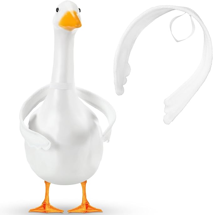 1 Pcs Poseable Goose Wings for 15”- 20" Porch Lawn Goose Outfit Accessories Poseable White Wings for Outdoor Patio Yard Lawn Art Decoration (Wave Edge)