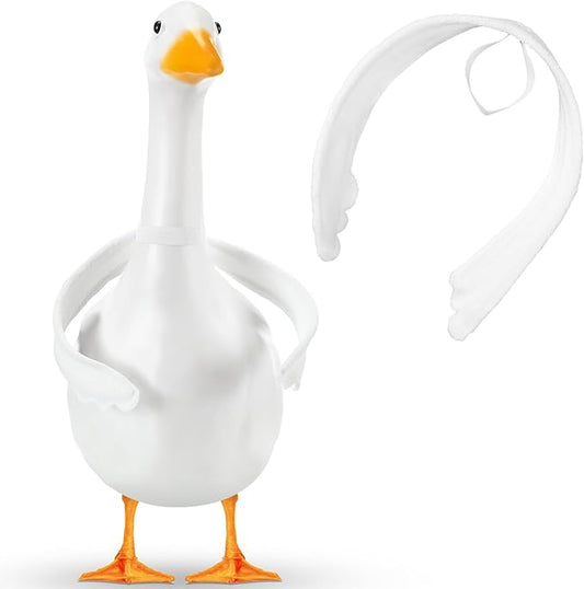 2 Pcs Poseable Goose Wings for 15”- 20" Porch Lawn Goose Outfit Accessories Poseable White Wings for Outdoor Patio Yard Lawn Art Decoration (Wave Edge)