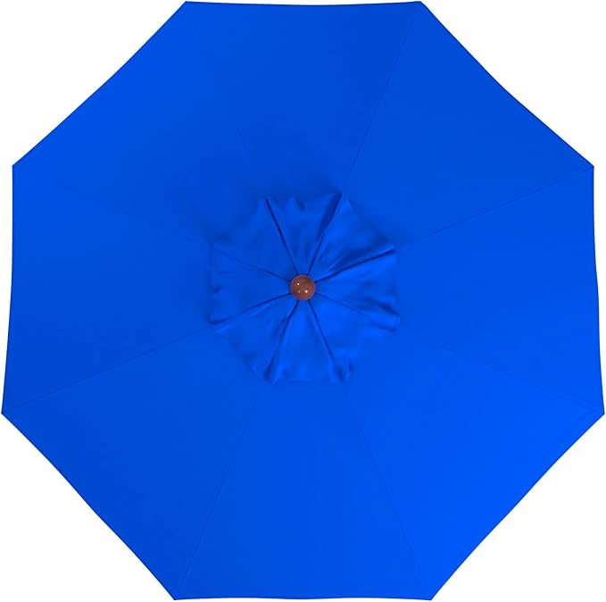 California Umbrella 9' Premium Commercial Hardwood Patio Umbrella, Manual Lift With Sunbrella Pacific Blue Fabric