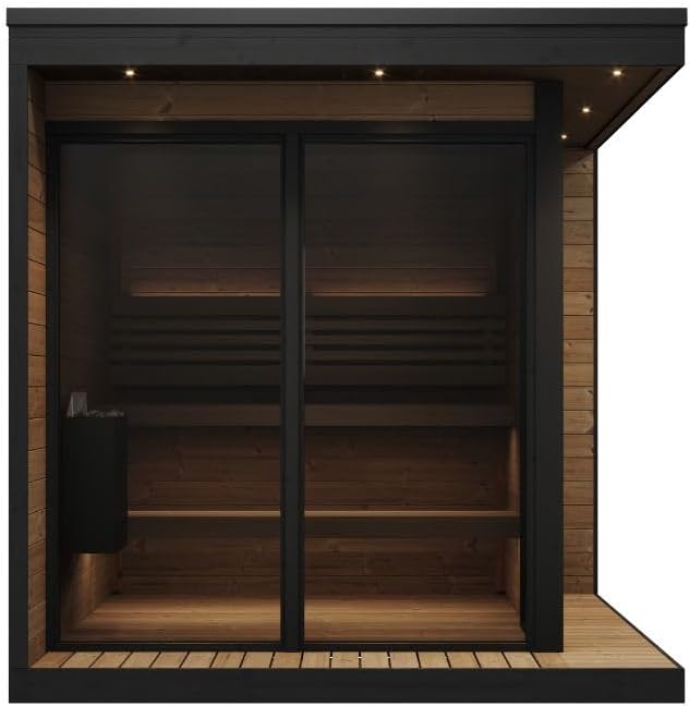 GL6 Outdoor Sauna Kit, Garden Luxury-Series Outdoor DIY Sauna Kit, Thermo-Spruce, up to 6 Persons Bundles (Sauna Heater and Sauna Stones Included) (Drop 9 WiFi - Wood)