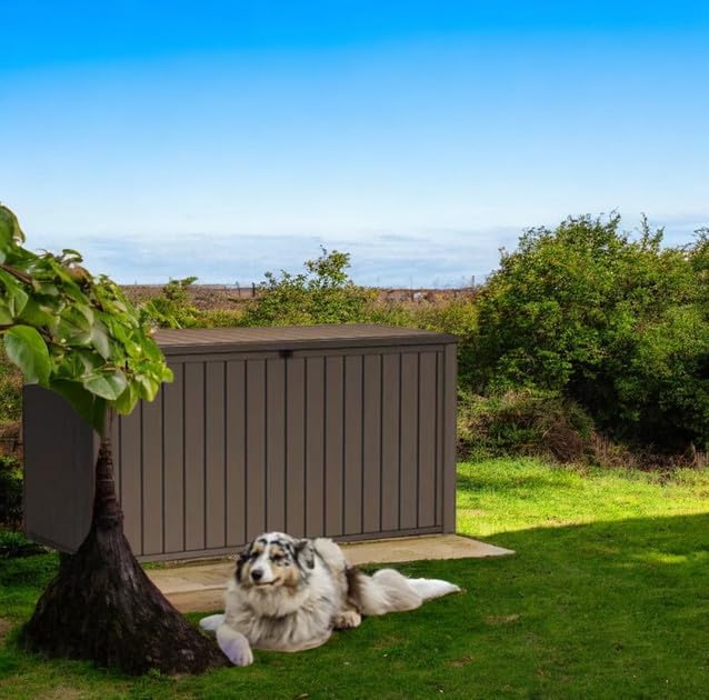 Outdoor Storage Deck Box, 170 Capacity, 27.7L x 57W x 29H inches (Brown)