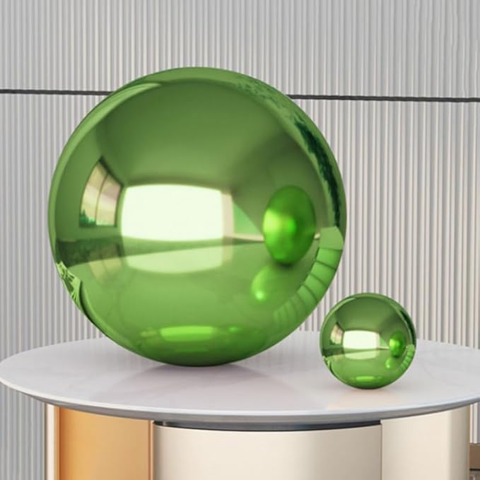VANZACK Stainless Steel Gazing Ball Gazing Globe Mirror Ball Mirror Polished Hollow Ball Reflective Garden Sphere Polished Ornament Sphere for Garden Home Ornament Green