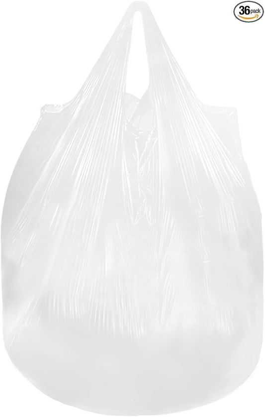 2.6 Gallon Trash Bag with Handles, Unscented Clear Garbage Bags, 0.9Mil Thickness, 3g/pcs, Size 40x50cm, Pack of 36