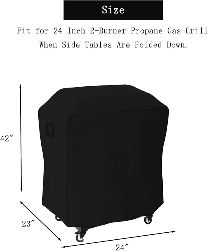Outdoor Grill Cover for 24 Inch Nexgrill Deluxe 2 Burner Gas Grill with Foldable Side Shelves, Waterproof Outdoor BBQ Griddle Cover, 24 x 23 x 42 Inch