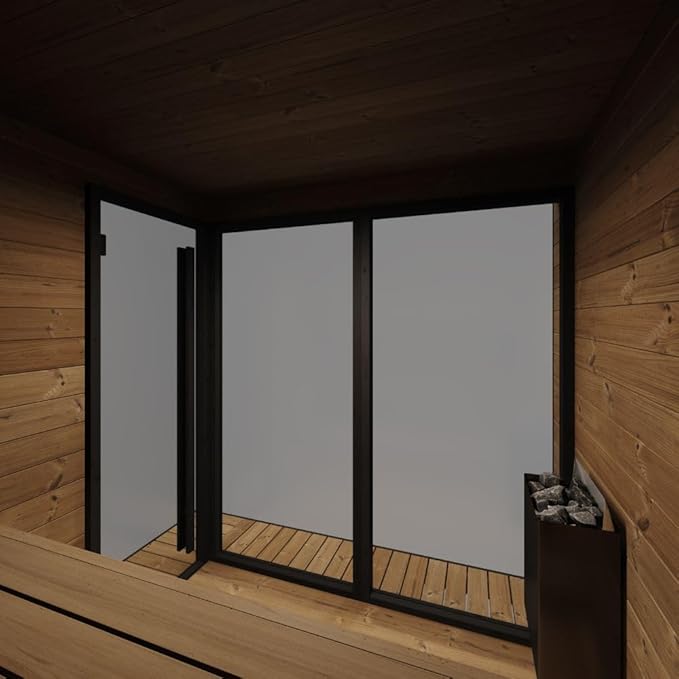 GL6 Outdoor Sauna Kit, Garden Luxury-Series Outdoor DIY Sauna Kit, Thermo-Spruce, up to 6 Persons Bundles (Sauna Heater and Sauna Stones Included) (Drop 9 WiFi - Black)
