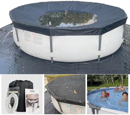 16 Ft Pool Cover, with Automatic Drain Round Pool Cover, One-Piece Quick Installation and Removal Above Ground Pool Cover, Preventing Waterlogging, UV Protected Solar Swimming Pool Cover