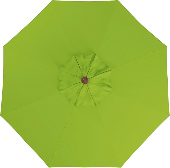 California Umbrella 9' Premium Commercial Hardwood Patio Umbrella, Manual Lift With Sunbrella Macaw Fabric