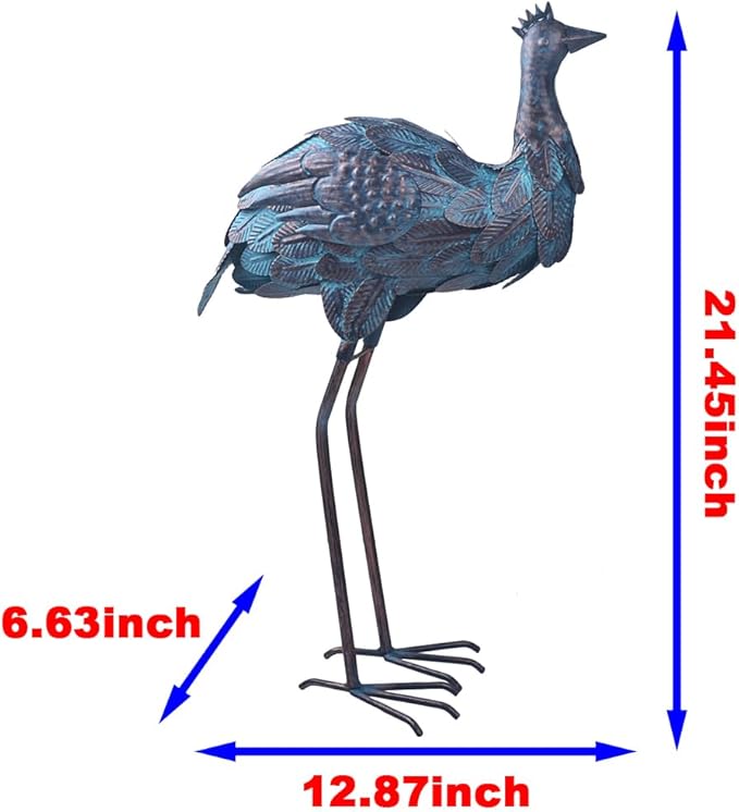 Ostrich Statue Metal Retro Style Ostrich Sculpture Garden Decoration Metal Yard Art for Patio Lawn Backyard Outdoor Indoor Decoration