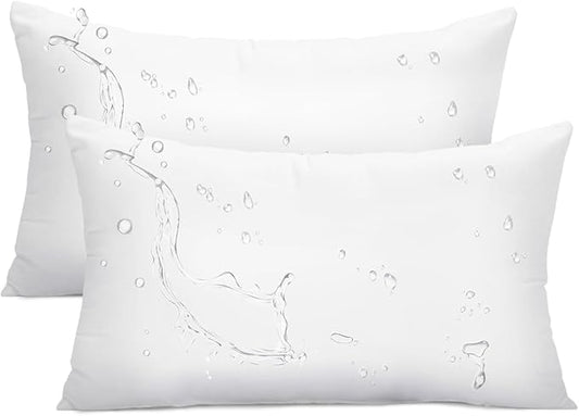 Ashler Outdoor Pillow Inserts, 12x20 Waterproof Throw Pillows Pack of 2, Outdoor Pillows Water-Resistant Decorative Premium Lumbar Pillow Stuffer Sham for Porch Patio Living Room Bedroom Furniture