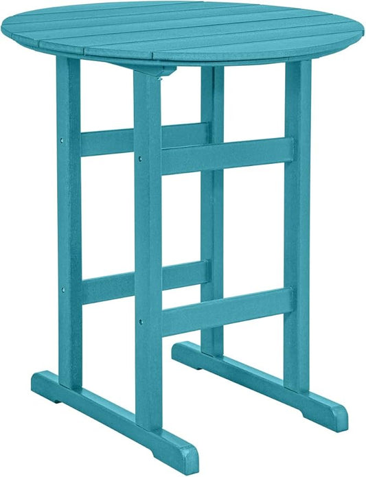 Sundale Outdoor Adirondack Round Bar Table, 39 Inch Height Patio Large Pub Table for 4, All Weather HDPE High Top Bistro Counter Tabl for Outside Deck Porch Balcony Poolside (Teal)