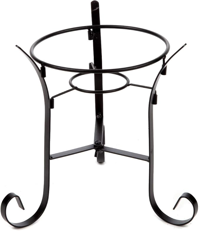 Lily's Home Metal Gazing Ball Stand for 10 or 12 inch Metal and Glass Garden Gazing Globes. Black. 9-inch Tall