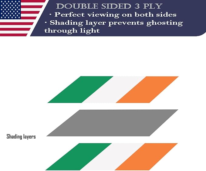 Double Sided Ireland Flag 3x5 Made in USA Outdoor Heavy Duty 3 Ply Polyester Irish Flag with White Starting Tape and 2 Brass Grommets