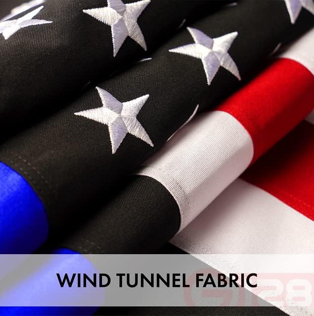 G128 Blue Lives Matter Flag | 2.5x4 Ft | StormFlyer Series Embroidered 220GSM Spun Polyester | Duty and Honor Flag, Embroidered Design, Indoor/Outdoor, Brass Grommets, Heavy Duty, All Weather