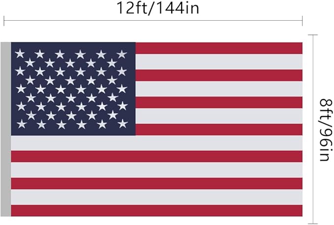 American Flag 8x12 Ft, US Deluxe Embroidered Heavy Duty Premium Polyester Durable Outside Flags with Brass Grommets