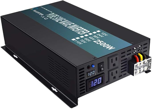 2500 watt 12V Pure Sine Wave Inverter, Automotive Car Power Inverter,Dual 120V AC outlets, DC to AC,Best Back Up Power Supply for RV,Home,Office