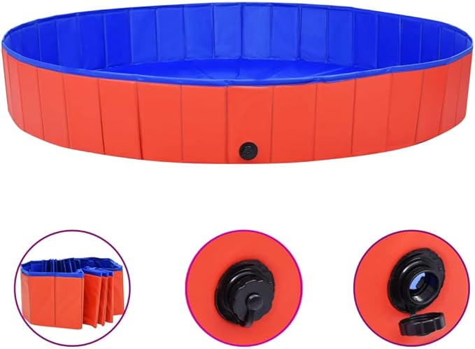 Foldable Dog Swimming Pool, Foldable Pet Swimming Pool, Portable Dog Pool, Bath Pool Collapsible Dog Pet Pool Bathing Tub, 78.7"x11.8" PVC Red