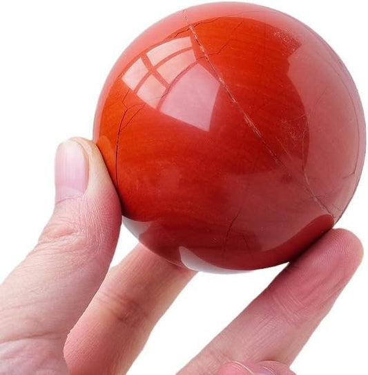 4-5CM/1.58-1.97inch Magical Natural Red Jasper Stone Ball Quartz Crystal Mineral Reiki Treatment Home Office Degaussing Decoration Collection Sphere (Red Jasper, 40-50mm)