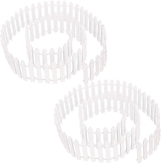 Prsildan Miniature Fairy Garden Fence, 40"(L) x 2"(H) DIY Wood Picket Fence Mini Ornament for Dollhouse (White, 2 Pack)