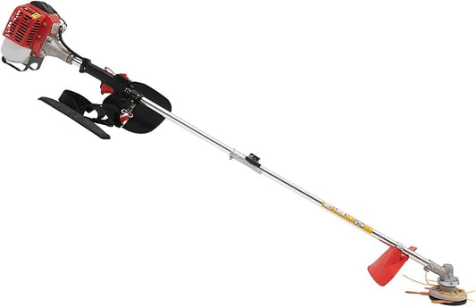 26cc Gasoline Lawn Mower, 0.65kw Hand-Held Gas Grass Trimmer, 2-Stroke 2T Cutting Edge Blade Head Gas Lawn Mower with Silencer, 8500rpm, Heat Dissipation Holes, 2800-3000r/Min Idling Speed