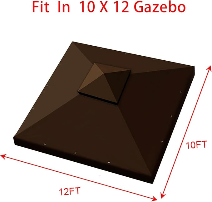 Hugline Outdoor Replacement Canopy Top Double Tier Gazebo Roof Cover for Lowe's Allen Roth 10x12 Gazebo #GF-12S004B-1 (Brown)